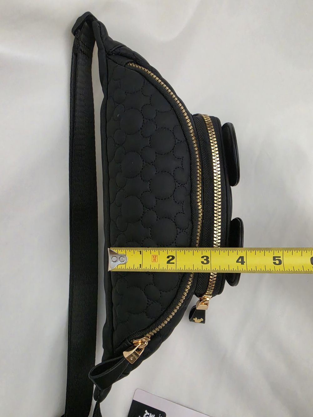 Disney x Primark Mickey Mouse Black Quilted Fanny Pack 3D Ear Waist Belt Bag - Picture 11 of 11